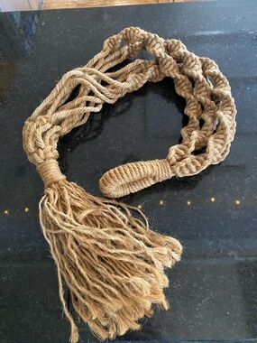 Vintage braided jute rope macrame plant hanger